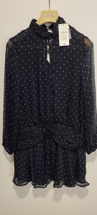 Vestido Zara lunares negro talla S