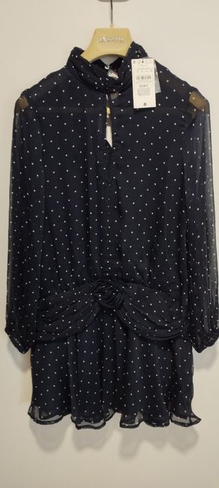 Vestido Zara lunares negro talla S