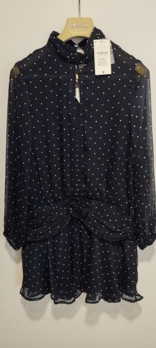 Vestido Zara lunares negro talla S
