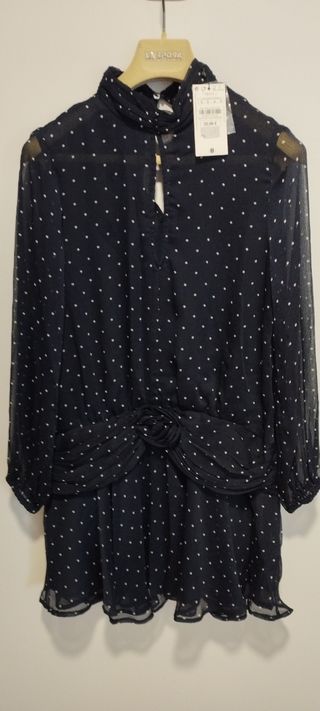 Vestido Zara lunares negro talla S