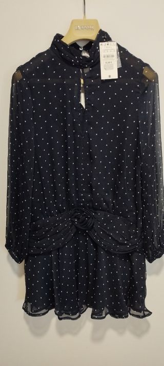 Vestido Zara lunares negro talla S