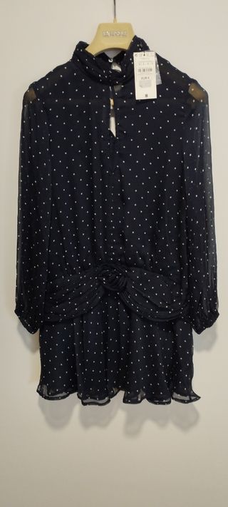 Vestido Zara lunares negro talla S