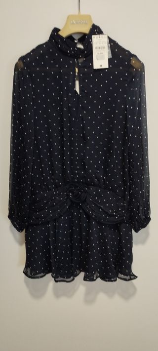 Vestido Zara lunares negro talla S