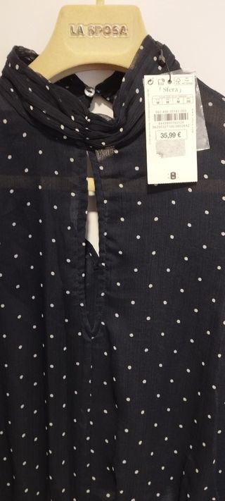Vestido Zara lunares negro talla S