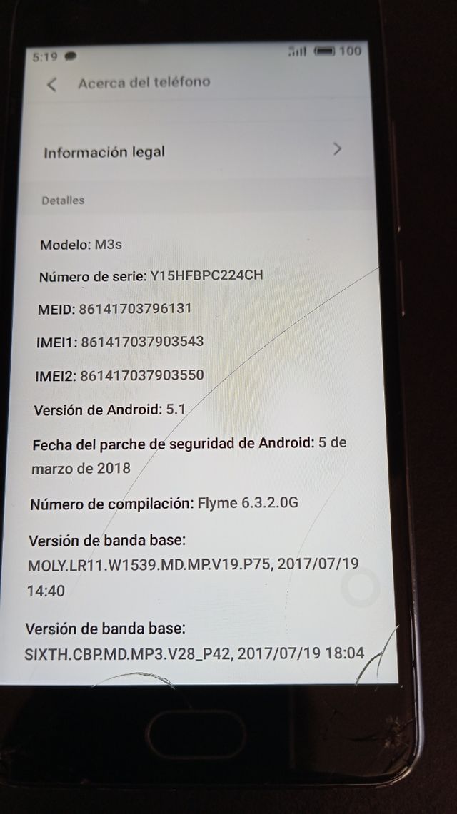 Móvil Meizu. M3s.