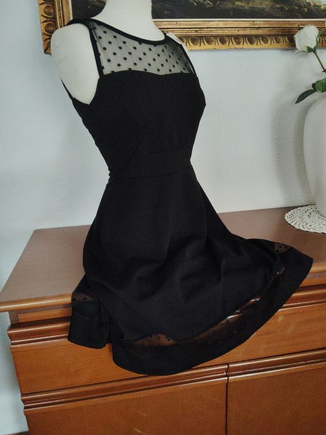 Vestido negro lunares talla S NUEVO