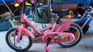 Bicicleta niña 12" rosa con patines 