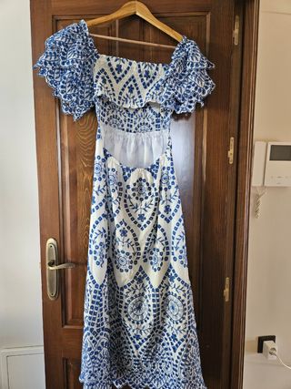 Vestido Zara blanco y azul