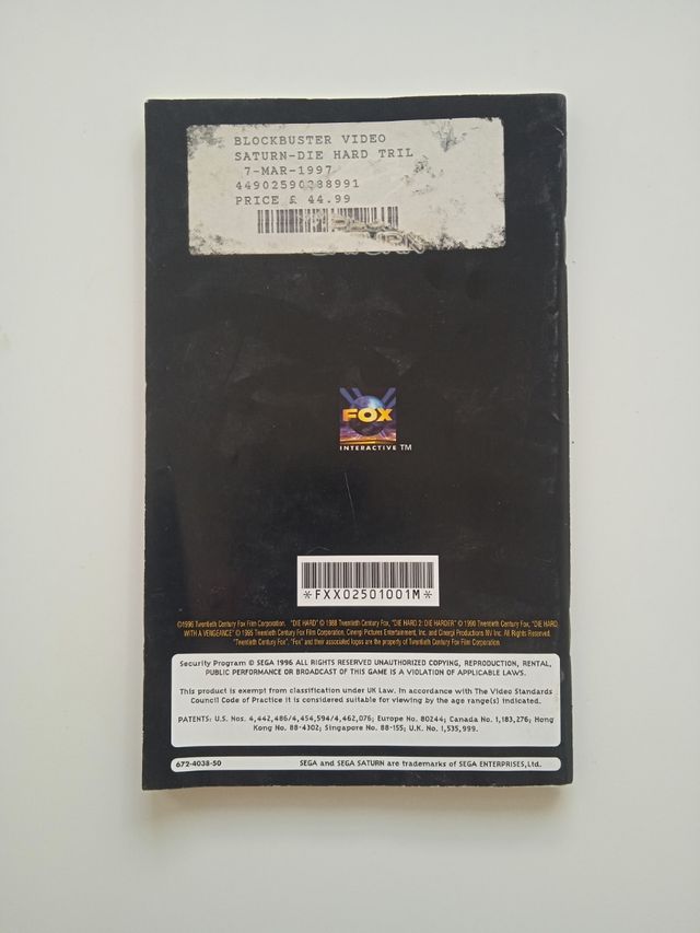 Manual Die Hard - Sega Saturn