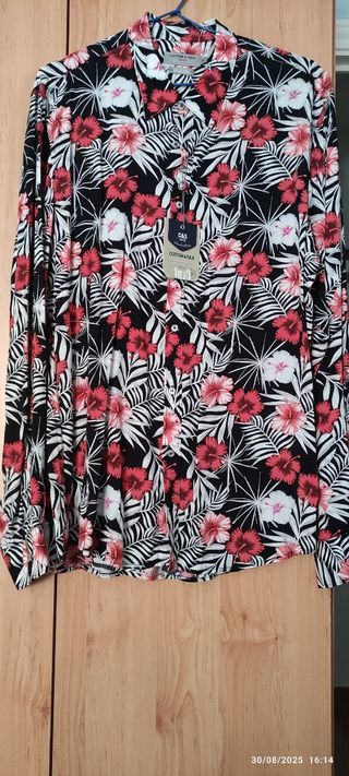 Camisa seda algodon L multicolor