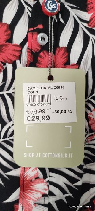 Camisa seda algodon L multicolor