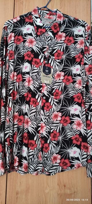 Camisa seda algodon L multicolor