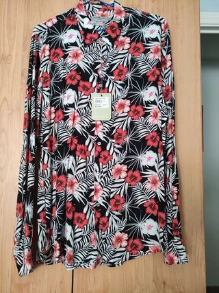 Camisa seda algodon L multicolor