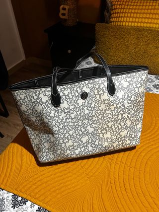 Bolso tote beige y gris