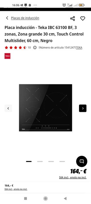Placa inducción Teka 60cm Multislider