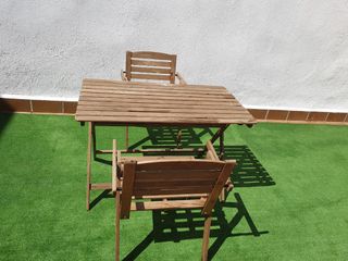 Mesa y 2 sillas jardín - Madera
