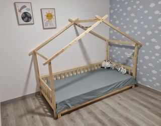 Cama casita infantil madera, extensible a 180*200