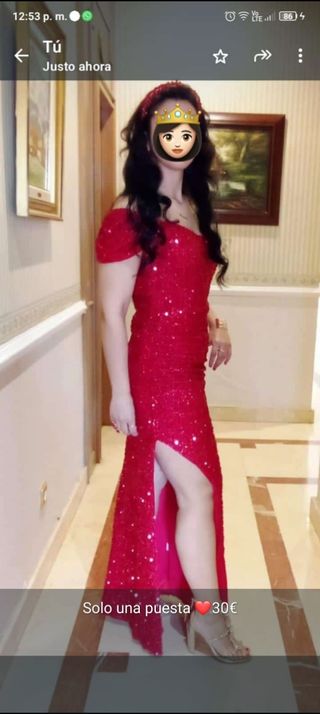 Vestido rojo lentejuelas boda
