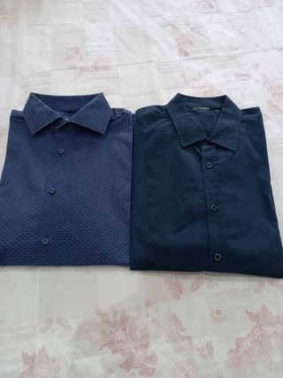 2 Camicie Uomo Blu Slim Fit XL
