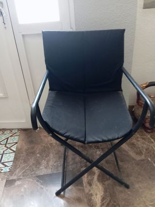 Silla plegable negra - metal y tela