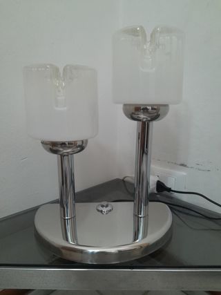 Lampada vintage 2 luci metallo vetro