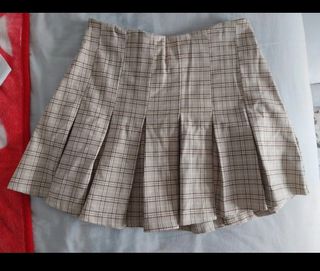 Falda plisada cuadros beige xs