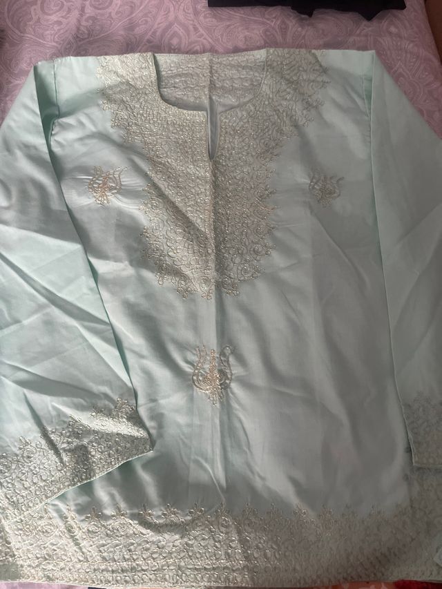 Blusa marocchina ricamata turchese