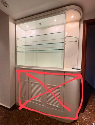 Vitrina expositora blanca con puertas correderas