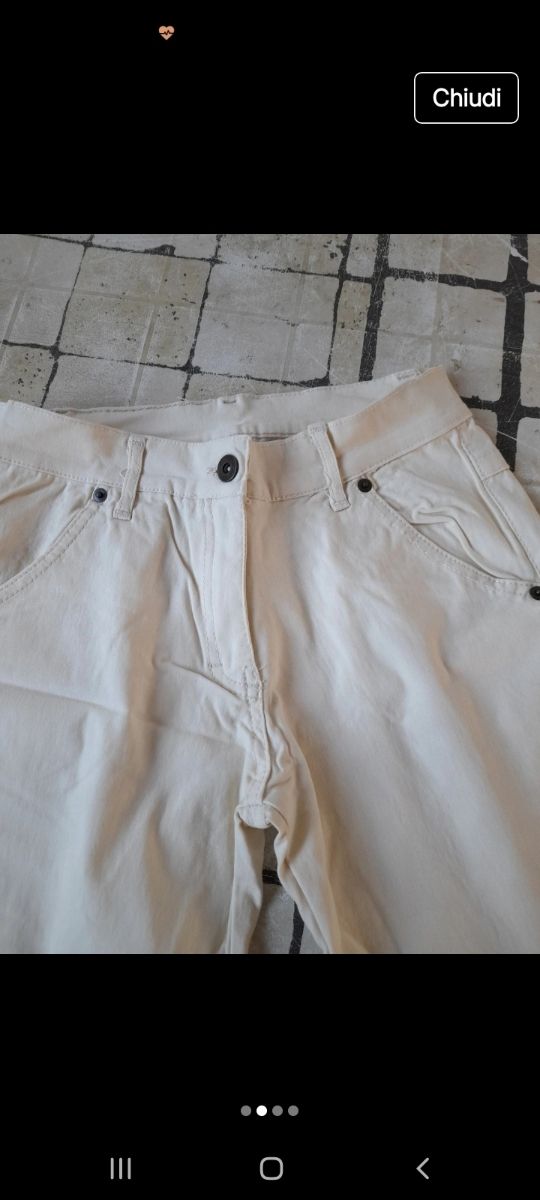 Jeans beige donna larghi