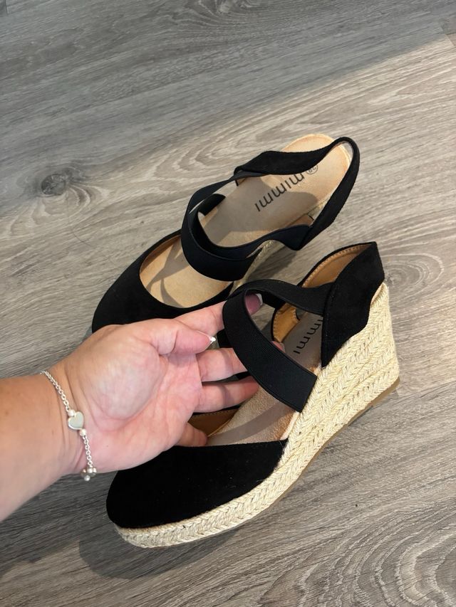 Cuñas negras mujer - talla 38