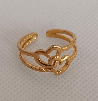Anillo 2 corazones - Ajustable
