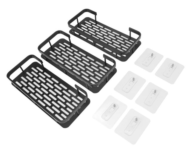 3 Baldas adhesivas baño - negro