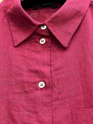 Camisa granate oversize lino zara