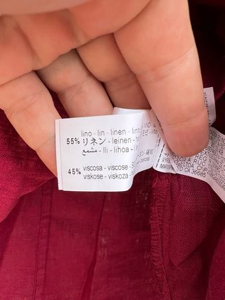 Camisa granate oversize lino zara