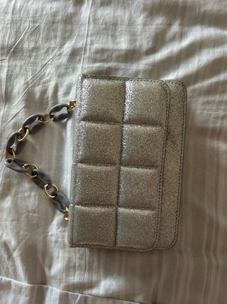 Bolso mini plata brillante