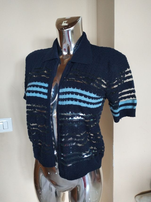 Cardigan azzurro e blu trasparente, tg S