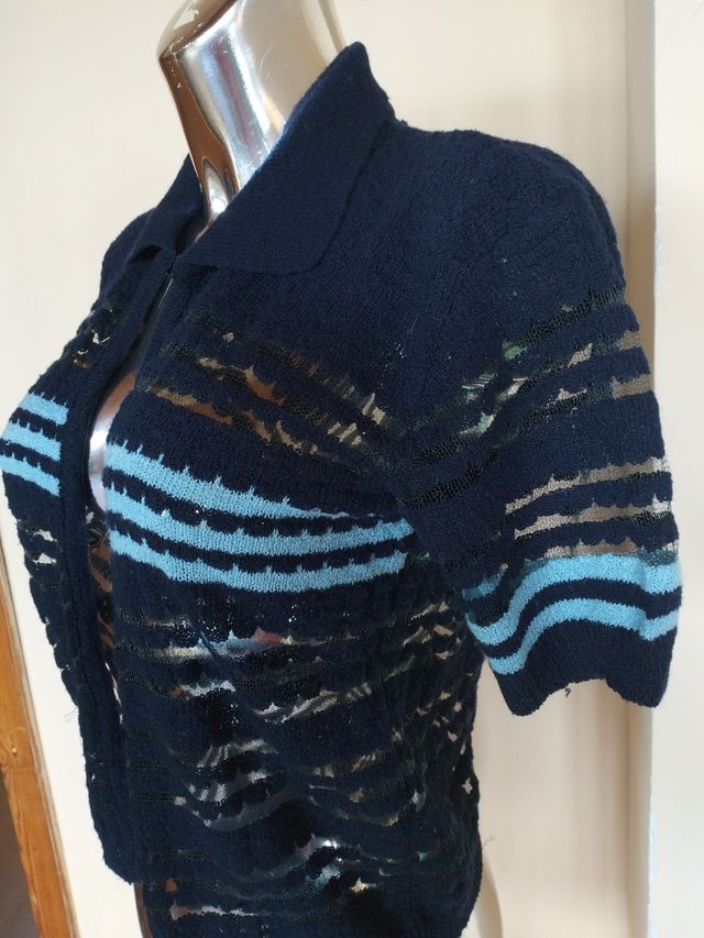 Cardigan azzurro e blu trasparente, tg S