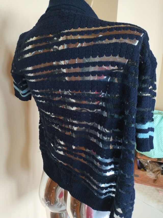 Cardigan azzurro e blu trasparente, tg S