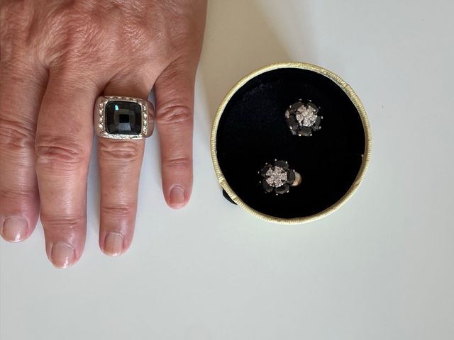 Anillo y pendientes plata y ónix