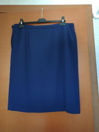 Gonna classica blu, cotone con fodera. Fatta a man