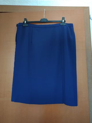 Gonna classica blu, cotone con fodera. Fatta a man