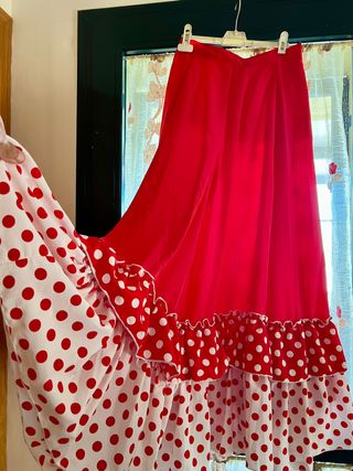 Falda Flamenca lunares roja-blanca