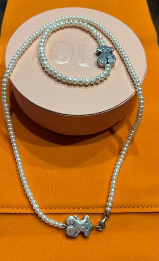 Collar TOUS perlas-oso plata