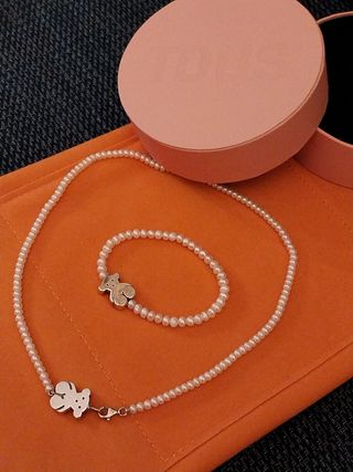 Collar TOUS perlas-oso plata
