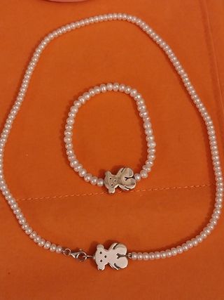 Collar TOUS perlas-oso plata