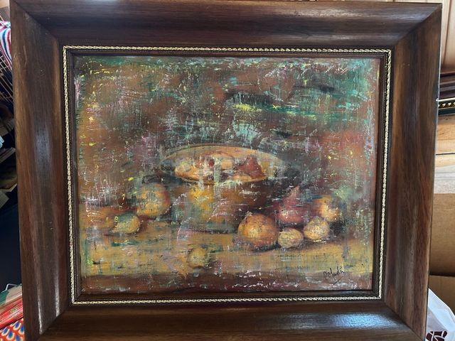 Bodegón pintado al óleo