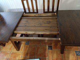 Mesa Comedor extensible Rústica Maciza + 7 sillas 