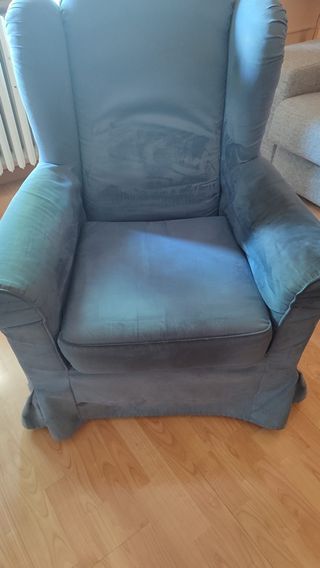 Poltrona blu in tessuto