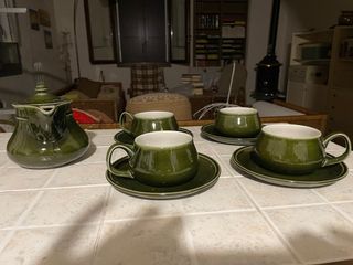 Servizio thè vintage verde - 4 tazze 