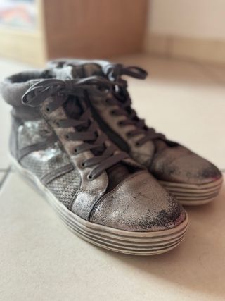 Sneakers alte argento-grigio